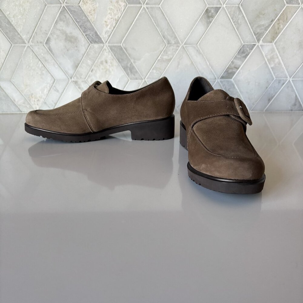 Munro American Size 7.5M Tan Brown Suede Loafer Monk Strap Buckle Winslow Loafer - Picture 1 of 9
